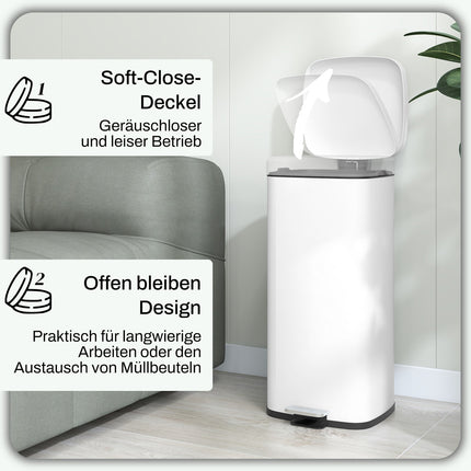 30L pedal basket with lid & inner container - metal waste bin