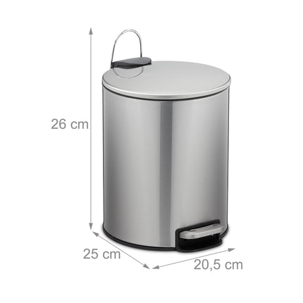 Pedal bucket stainless steel 5 liters