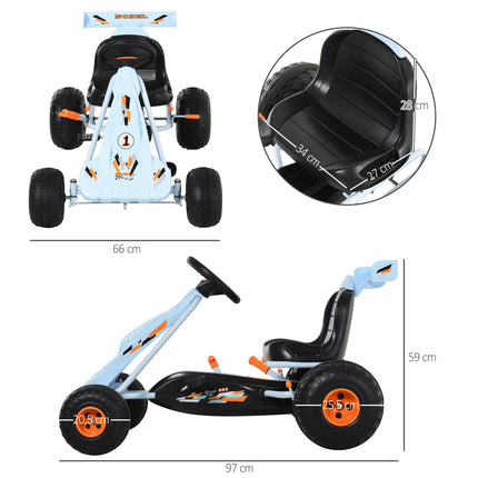 Light blue steel pedal Go-Kart with adjustable seat