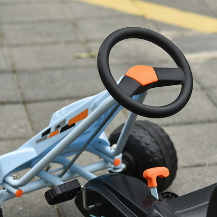 Light blue steel pedal Go-Kart with adjustable seat