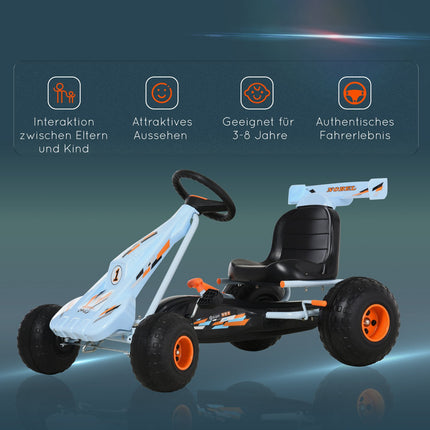 Light blue steel pedal Go-Kart with adjustable seat