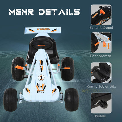 Light blue steel pedal Go-Kart with adjustable seat