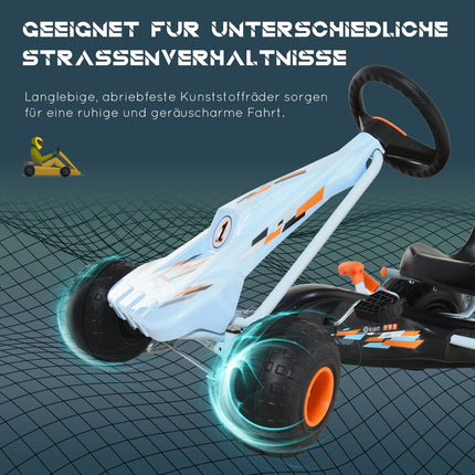 Light blue steel pedal Go-Kart with adjustable seat