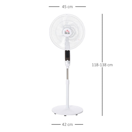 Pedestal fan, 138 cm steel, timer & remote control, adjustable heights