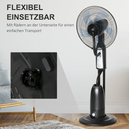 Pedestal fan with mist, timer, adjustable angle, 3 positions