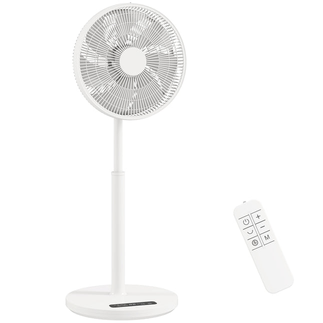 Pedestal Fan with Remote, 12 Speeds, Adjustable Height, White