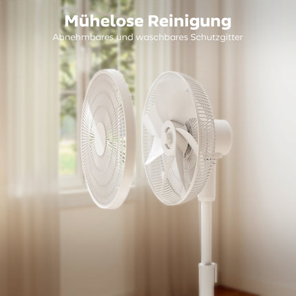 Pedestal Fan with Remote, 12 Speeds, Adjustable Height, White