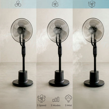 Pedestal Misting Fan with Remote, 3 Speeds, 3L Tank
