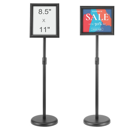 Pedestal Sign Holder, 8.5 x 11, Adjustable Height, Black