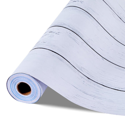Peel and Stick Wallpaper, White Wood, Waterproof, 45cm x 15m