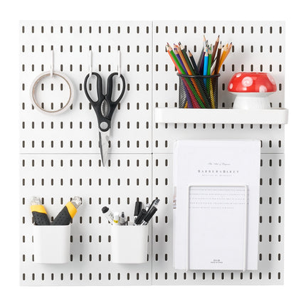 Pegboard Wall Organizer Kit With Accessories, 4 Panels, 11 x 11, White