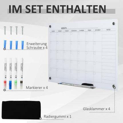 Magnetic writing board with pen holder, 4 markers, 90x60cm