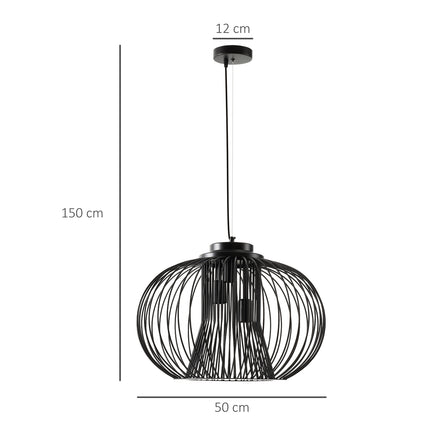 Industrial ceiling lamp, adjustable metal, black Ø50 x 150 Cm