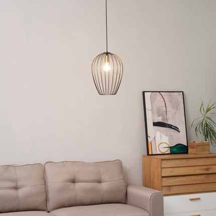 Modern black metal ceiling lamp, Ø26 x 130 cm