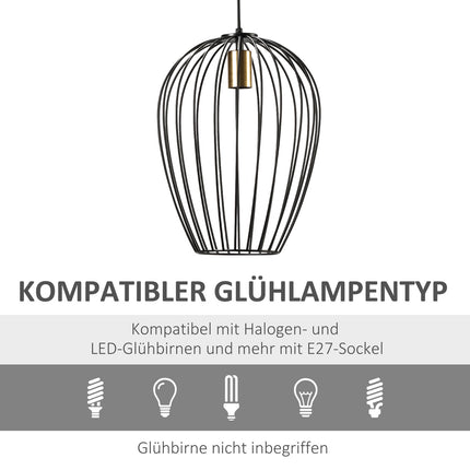 Modern black metal ceiling lamp, Ø26 x 130 cm
