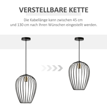 Modern black metal ceiling lamp, Ø26 x 130 cm