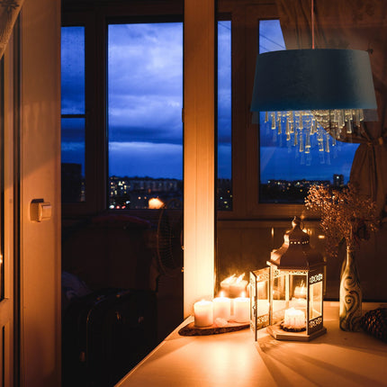 Pendant lamp in crystal with shade in velvet