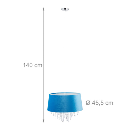 Pendant lamp in crystal with shade in velvet
