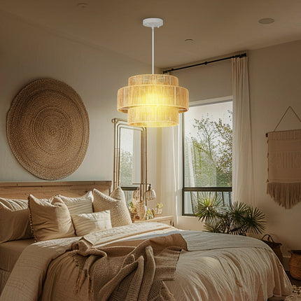 Boho Hemp Rope Pendant Light – E27, light brown, kitchen/dining room