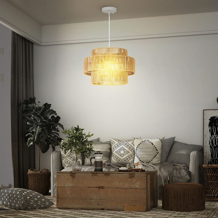 Boho Hemp Rope Pendant Light – E27, light brown, kitchen/dining room