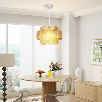 Boho Hemp Rope Pendant Light – E27, light brown, kitchen/dining room