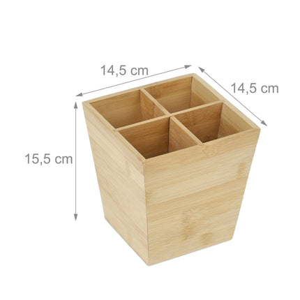 Pen holder in bamboo 4 compartments