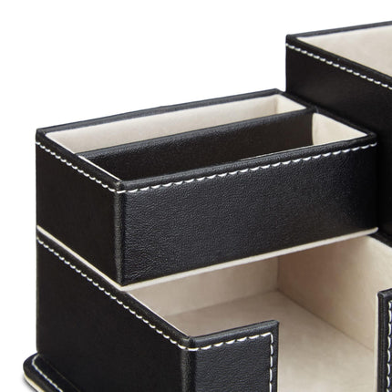 Pen holder in black artificial leather