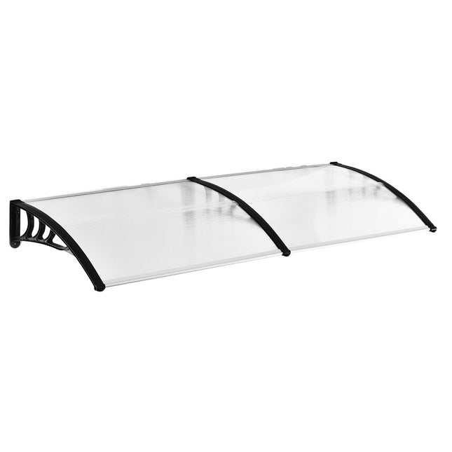 Front door aluminum canopy, 75x195x23 cm, clear polycarbonate