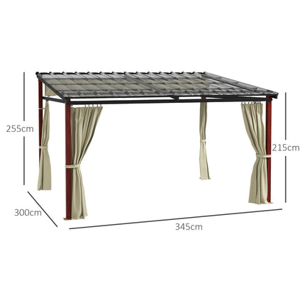Beige windproof pergola 3.5x3m with adjustable roof