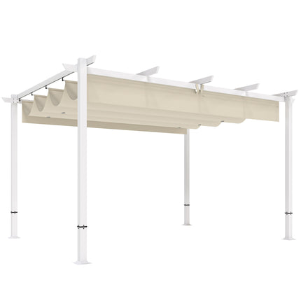 Pergola 3x4 m with Retractable UV30+ Canopy, Beige