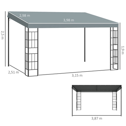 Garden pergola 4x3m metal frame, gray polyester canopy