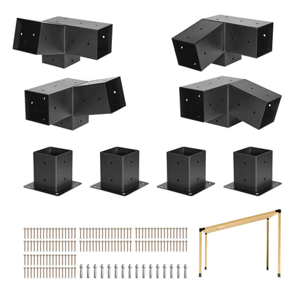 Pergola Bracket Kit, 4x4 3-Way Slanted, 8-Piece