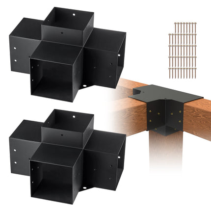 Pergola Bracket Kit 6x6, 2-Pack 4-Way Steel Corners