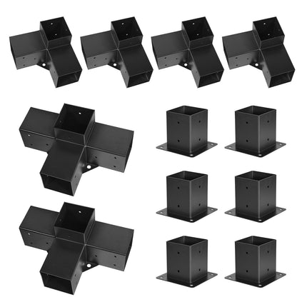 Pergola Brackets Kit 4x4, 12-Pc With 6 Post Bases