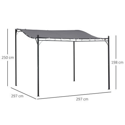 Metal Garden Gazebo Tent - Grey, 297 x 297 cm