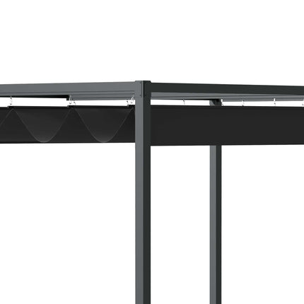 Pergola Gazebo with adjustable canopy, black & gray polyester