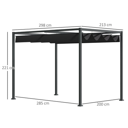 Pergola Gazebo with adjustable canopy, black & gray polyester