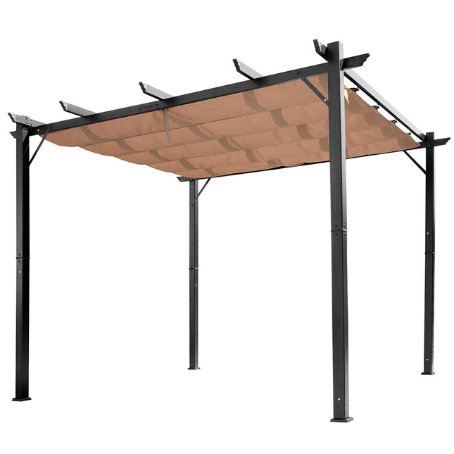 Adjustable Aluminum Pergola Gazebo, 3x4m, Grey/Brown