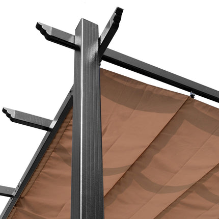 Adjustable Aluminum Pergola Gazebo, 3x4m, Grey/Brown