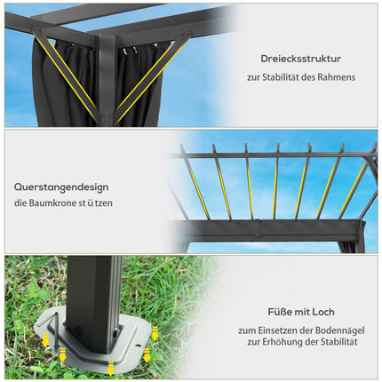 Pergola Pavilion 3x3.6m, Aluminum Frame, Dark Grey