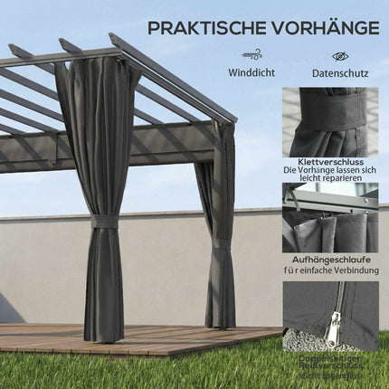 Pergola Pavilion 3x3.6m, Aluminum Frame, Dark Grey
