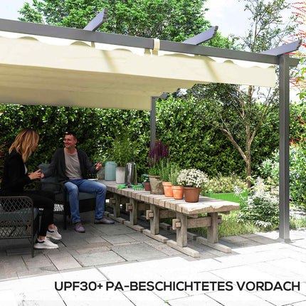 Aluminum garden pergola, adjustable roof, 4x4m Beige
