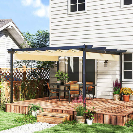 Aluminum garden pergola, adjustable roof, 4x4m Beige