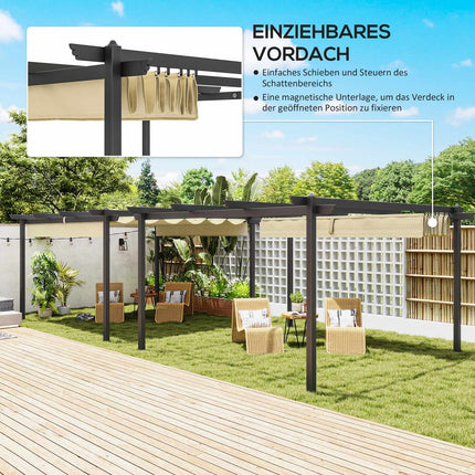 Aluminum garden pergola, adjustable roof, 4x4m Beige