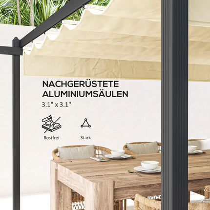 Aluminum garden pergola, adjustable roof, 4x4m Beige