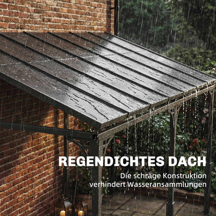 Pergola with Polycarbonate Roof, Metal Frame, 400x300 cm