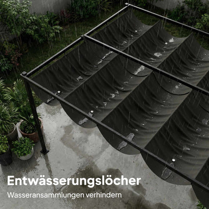 Pergola with Sliding Roof, UV50+ Protection, Dark Grey