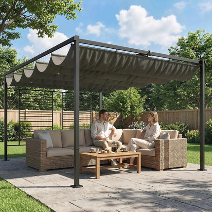 Pergola with Sliding Roof, UV50+ Protection, Dark Grey