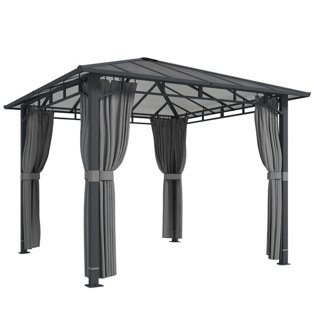 Permanent Hardtop Gazebo, 6mm PC Roof, Metal Frame, 302x302cm