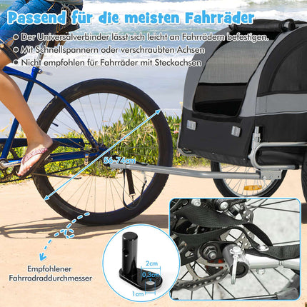 Pet Bike Trailer, Foldable, 40kg Capacity, Grey